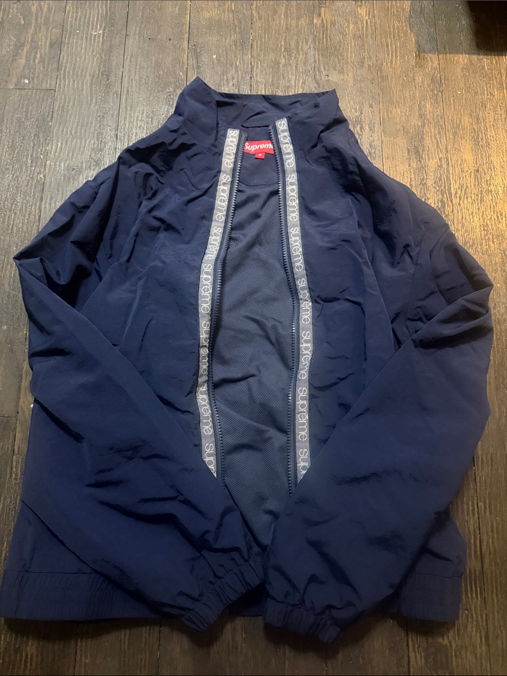 Supreme Classic Logo Taping Track Jacket Black Navy S/S 18